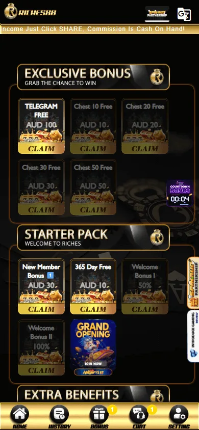 Riches88 Casino mobile promotions with the $30 AUD no-deposit offer